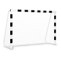 Jalgpallivärav terasraamiga, mustvalge, 300 x 200 x 120 cm