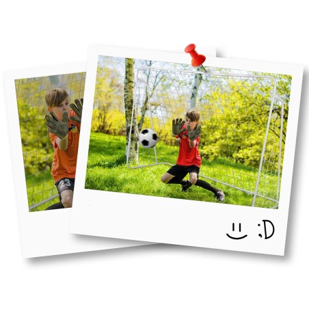 Jalgpallivärav terasraami ja PE-võrguga, 300 x 200 x 120 cm