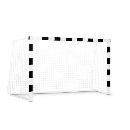 Jalgpallivärav terasraamiga, mustvalge, 300 x 200 x 120 cm