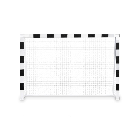 Jalgpallivärav, kattega terasraamiga, mustvalge, 300 x 200 x 90 cm