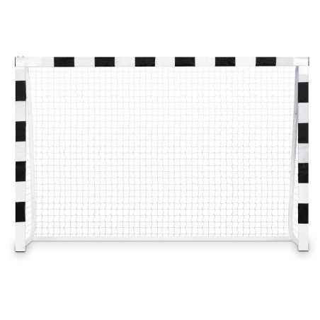 Jalgpallivärav terasraamiga, mustvalge, 300 x 200 x 120 cm