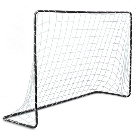 Jalgpallivärav terasraamiga, must, 183 x 122 x 61 cm