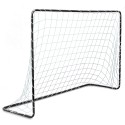 Jalgpallivärav terasraamiga, must, 183 x 122 x 61 cm