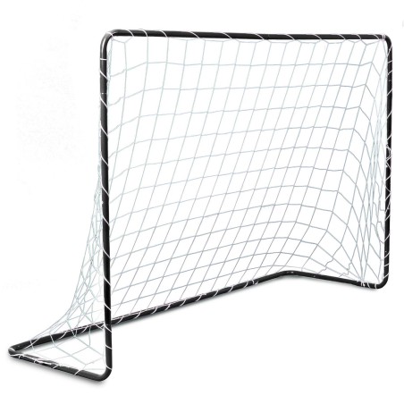 Jalgpallivärav terasraamiga, must, 183 x 122 x 61 cm