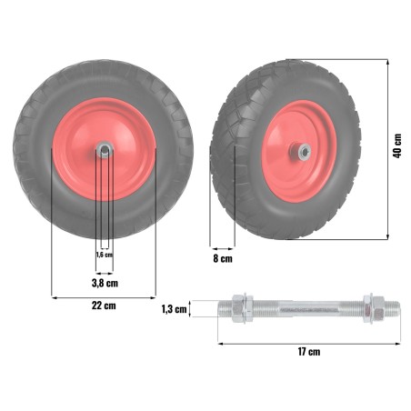 Tubeless käruratas 4.00-8 must ja punane Humberg