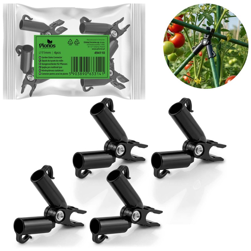 11mm A-tüüpi poolusliitmikud tomatitaimedele Plonos PL-941 must 4tk