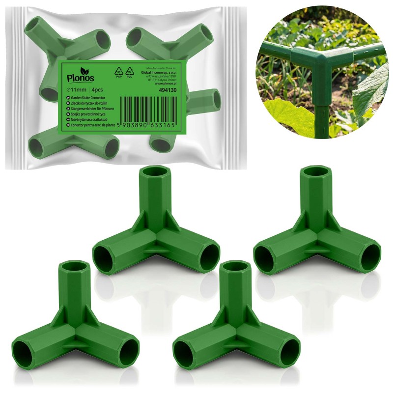 11 mm tüüpi 3-pooluselised pistikud tomatitaimede jaoks Plonos PL-941 roheline 4tk