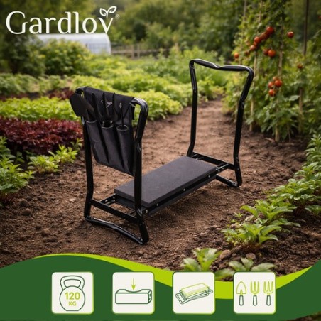 3-ühes Kokkupandav Aiatööde Pink Tööriistahoidikuga – Mugav Põlvitustugi ja Iste