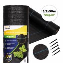 Must UV-kindel geotekstiil 90 g/m² umbrohutõrjematt 3,2×50 m, tihvtid