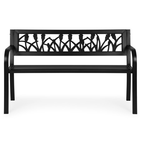 Dekoratiivse seljatoega aiapink 120×50 cm, metall, pargistiil, must