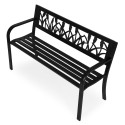 Dekoratiivse seljatoega aiapink 120×50 cm, metall, pargistiil, must