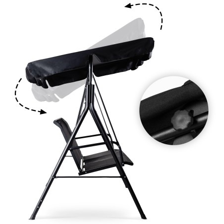 Aiakiik 3-kohaline terasraamiga, must