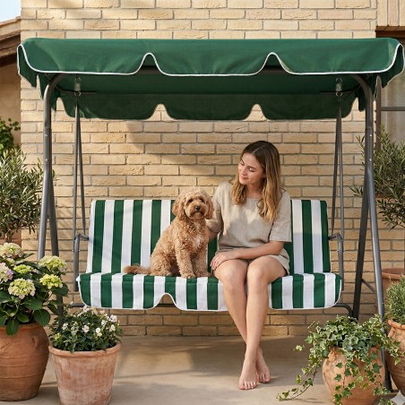 Aiakiik 3-kohaline, eraldiseisev, terasest, rohelise-valgetriibuline