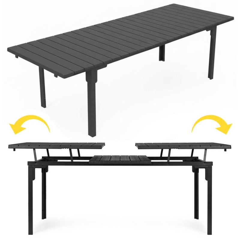 Pikendatav aialaud 180–240 cm 12 inimesele, teras ja HDPE, hall
