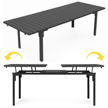Pikendatav aialaud 180–240 cm 12 inimesele, teras ja HDPE, hall