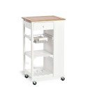 Köögikäru serveerimislaud, bambus/MDF/metall, valge