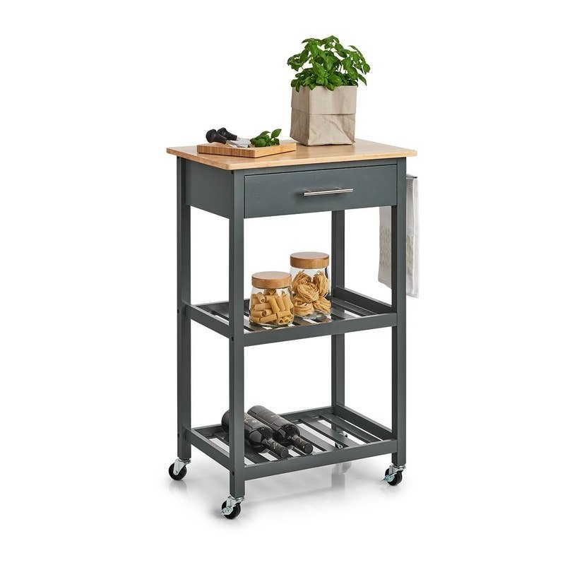 Serveerimislaud köögikäru, MDF/bambus, antratsiithall