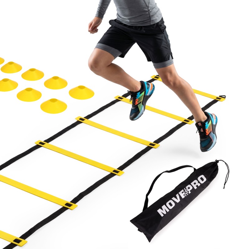 Koordinatsiooni agility redel harjutusteks 6 m jalgpalli treeningkomplekti koonused kott, MOVEPRO