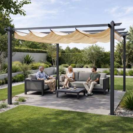 Aiaterrassi pergola 3x4 m, teras, lehtla varikatus, beež