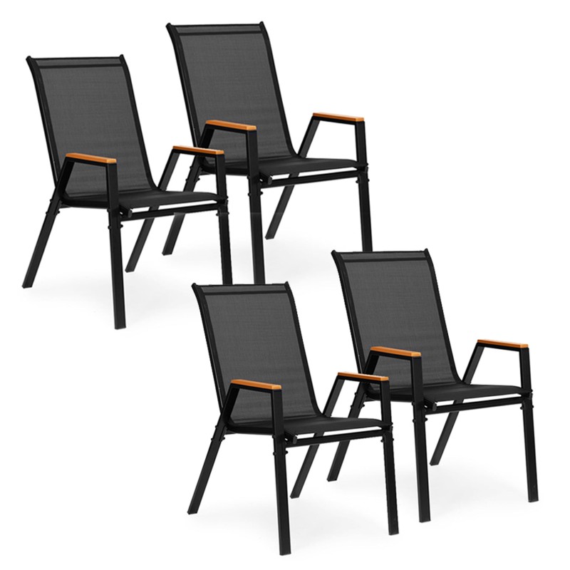 4x aiatoolide komplekt, komplekt terrassile, rõdule, must 