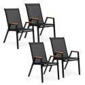 4x aiatoolide komplekt, komplekt terrassile, rõdule, must 