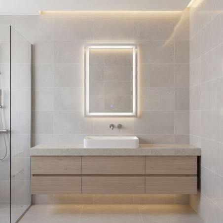 LED vannitoa peegel seinale kinnitatav 50x70 cm 3 värvi puutelüliti, kaasaegne kodu