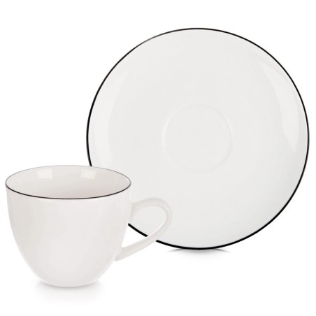 Valged portselanist tassid ja alustassid DECORA 100 ml, 2 tk.