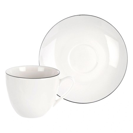 Valged portselanist tassid ja alustassid DECORA 200 ml, 2 tk.
