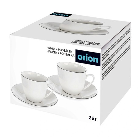 Valged portselanist tassid ja alustassid DECORA 200 ml, 2 tk.