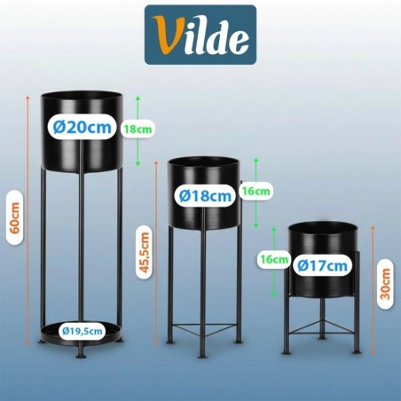 Metallist lillealus, must, 3 tk. | FreshDesign.ee