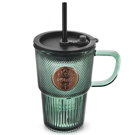 Klaaskruus kaane ja kõrrega VERDE 450 ml