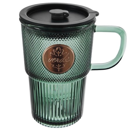 Klaaskruus kaane ja kõrrega VERDE 450 ml