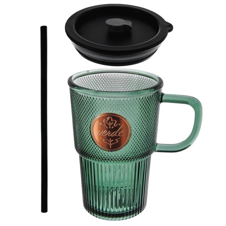 Klaaskruus kaane ja kõrrega VERDE 450 ml