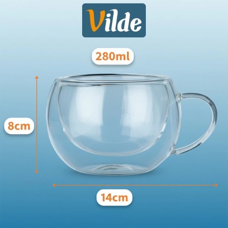 Topeltseinaga termoklaasid kohvi ja tee jaoks 280 ml 2 tk.