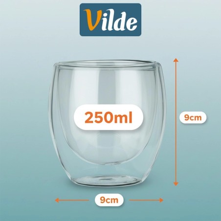 Topeltseinaga termoklaasid kohvi ja tee jaoks 250 ml 2 tk.
