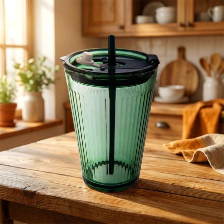 Klaaskruus kaane ja kõrrega VERDE 450 ml