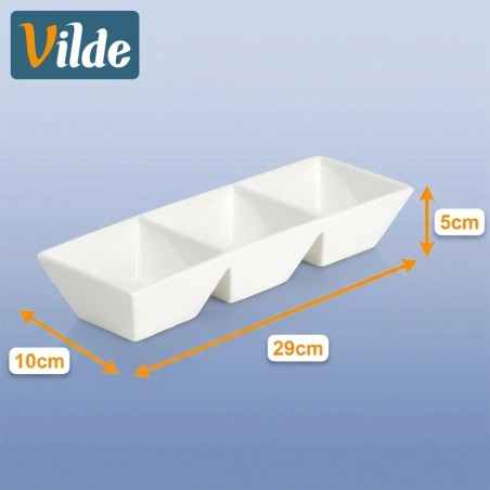 Keraamilised kolmekordsed valged keraamilised suupistekausid, 29 cm