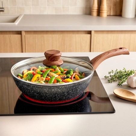 Graniidist klaasist kaanega pann GRANITICA WOOD 24 cm, 2, 2 liitrit
