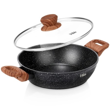 Klaaskaanega sügav graniidist pann GRANITICA WOOD 24 cm, 2, 2 liitrit