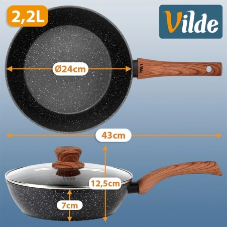 Graniidist klaasist kaanega pann GRANITICA WOOD 24 cm, 2, 2 liitrit