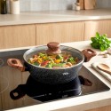 Klaaskaanega sügav graniidist pann GRANITICA WOOD 24 cm, 2, 2 liitrit