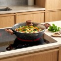 Klaaskaanega sügav graniidist pann GRANITICA WOOD 28 cm, 3, 5 liitrit