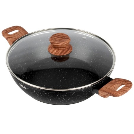 Klaaskaanega sügav graniidist pann GRANITICA WOOD 28 cm, 3, 5 liitrit