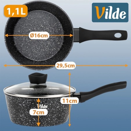 Klaaskaanega graniidist kastrul GRANITICA 16 cm, 1, 1 liitrit