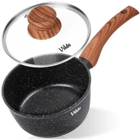 Klaaskaanega graniidist kastrul GRANITICA WOOD 16 cm, 1, 2 liitrit
