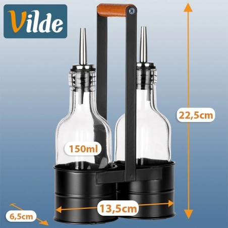 Klaaspudelid oliiviõli ja äädika jaoks aluses, 2x150 ml, 3 tk.