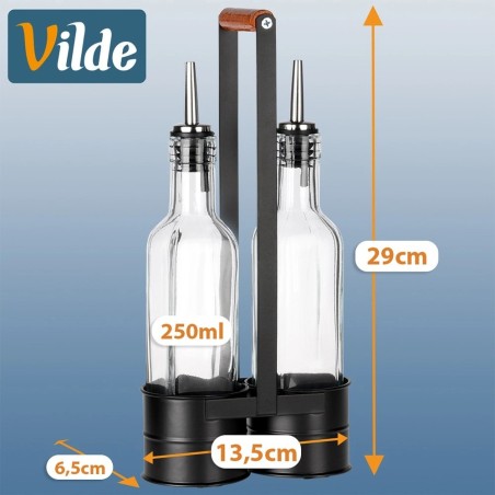 Klaaspudelid oliiviõli ja äädika jaoks aluses, 2x250 ml, 3 tk.