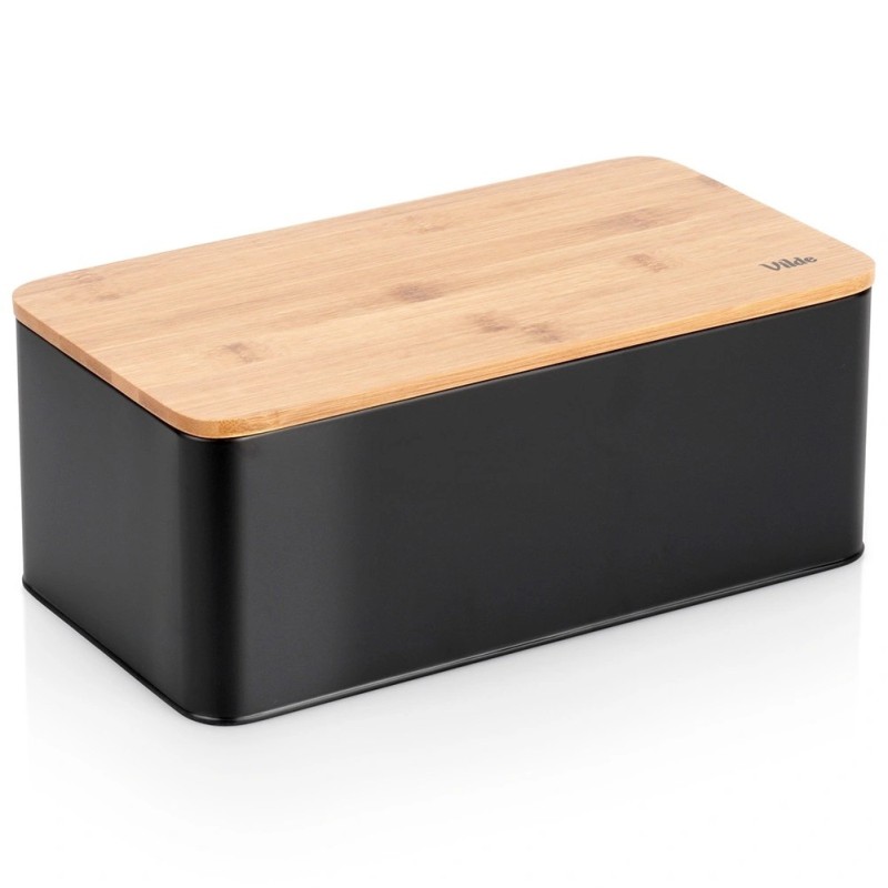 Metallist leivakarp bambusplaadiga, must, 33x18x13 cm