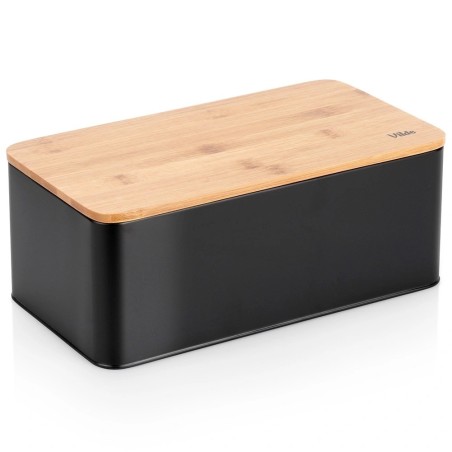 Metallist leivakarp bambusplaadiga, must, 33x18x13 cm
