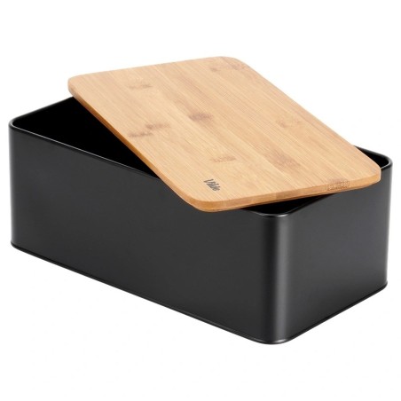 Metallist leivakarp bambusplaadiga, must, 33x18x13 cm
